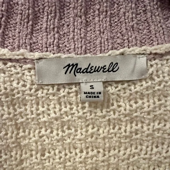 Madewell Seabrook Cardigan Sweater in Colorblock Antique Cream Size Small - Picture 5 of 6